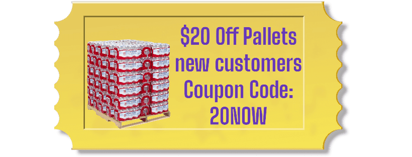 $20 off coupon for pallets of bottled water